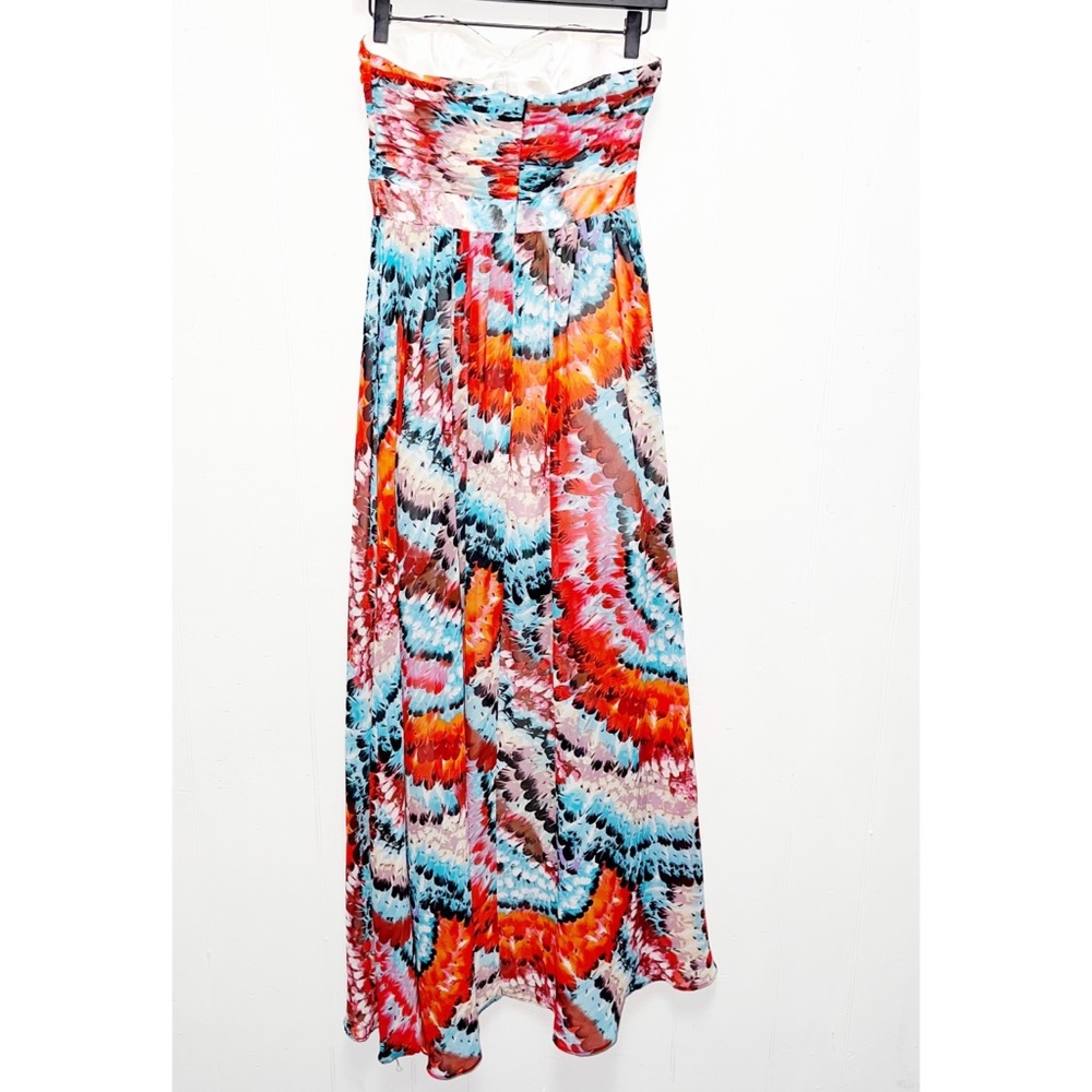 Aidan Mattox Multicolor Feather Print Strapless H… - image 7